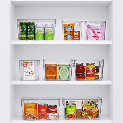 Sorbus Large Clear Plastic Storage Bins for Shelves, Clothes, with Handle - Clear Storage Bins, Drawer, Shelf, Closet, Pantry, Fridge, Freezer Organizer Bins, Closet Organizers and Storage (4 pack)
