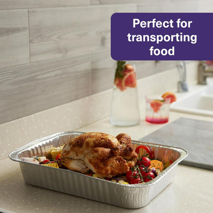 MATANA 25 Pack 10x14 Aluminum Pans, Lasagna Pan Disposable Baking Tin Foil Pan, Half Size Deep Steam Table Pan, Aluminum Tray, Great for Oven Roasting, Chafing, Heating, Serving Food, Parties