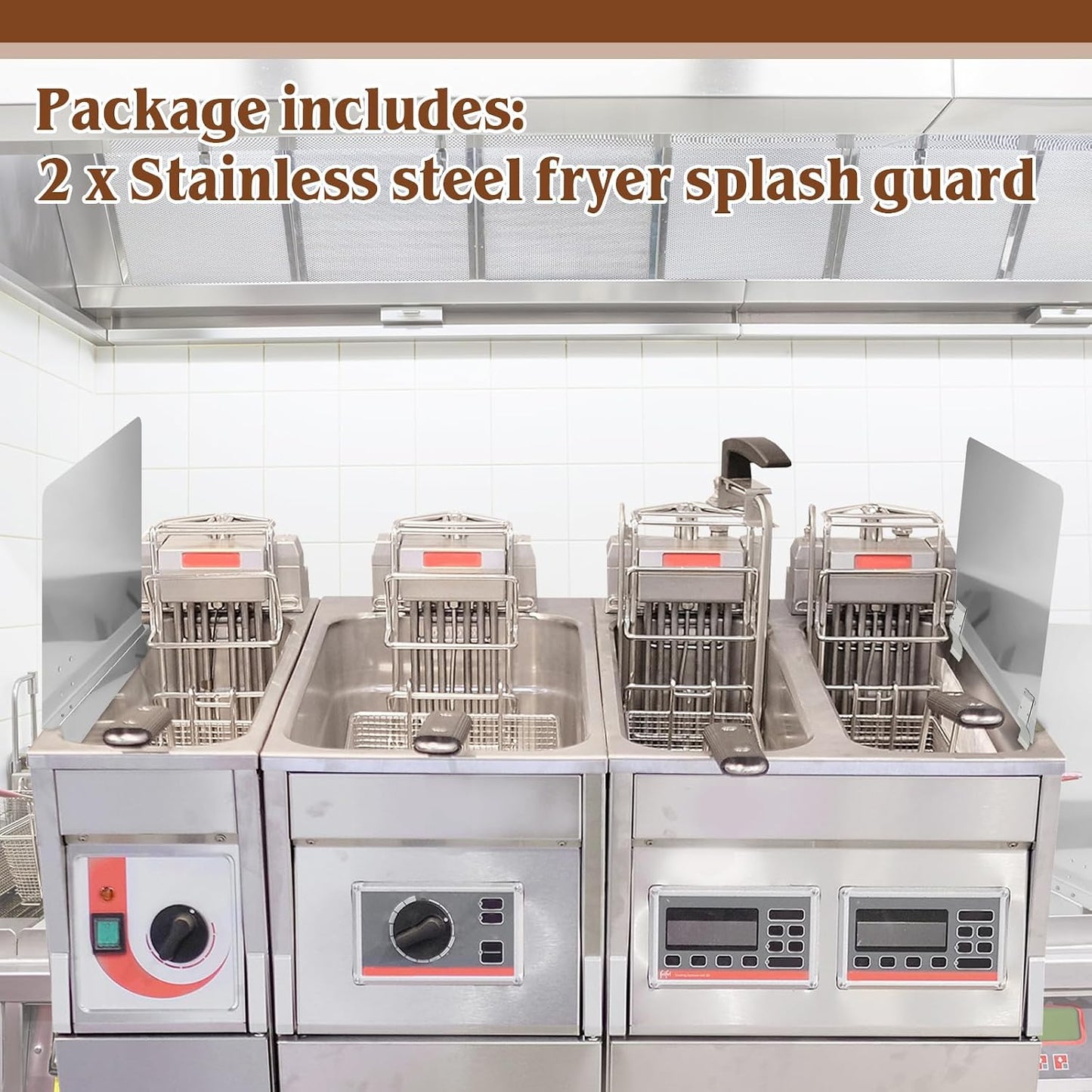 Ferraycle 2 Pack 20-1/2" W x 18" H 304 Stainless Steel Fryer Splash Guard for Stove & Kitchen, Oil Splatter Screen Protection, Heavy Duty Grease Barrier for Frying, Grilling, Easy Clean, Universal Fit