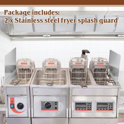 Ferraycle 2 Pack 20-1/2" W x 18" H 304 Stainless Steel Fryer Splash Guard for Stove & Kitchen, Oil Splatter Screen Protection, Heavy Duty Grease Barrier for Frying, Grilling, Easy Clean, Universal Fit