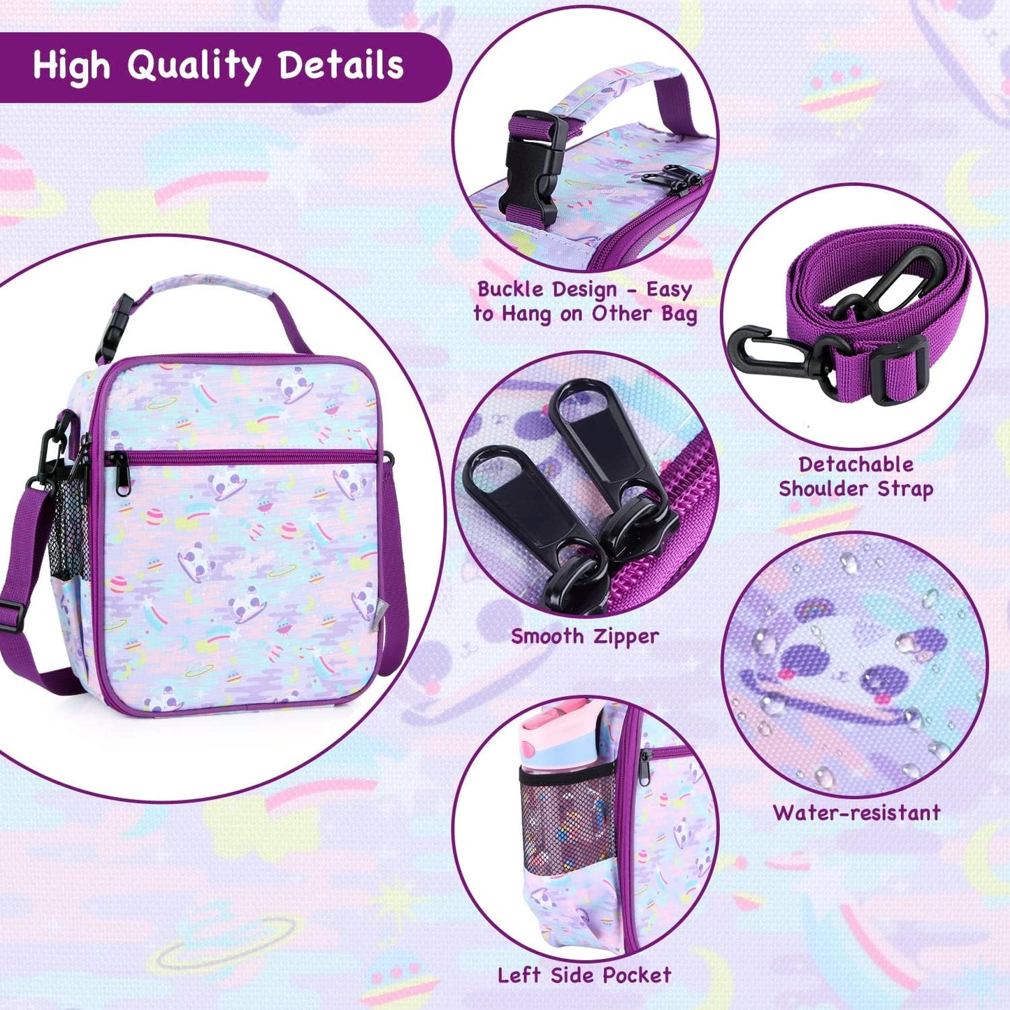 Kids Insulated Lunch Box Bag, Thermal Picnic Cool Bags with Adjustable Strap for Adults Children Women Men Boys Girls School Work (CAM-Blue)