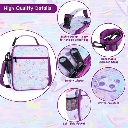 Kids Insulated Lunch Box Bag, Thermal Picnic Cool Bags with Adjustable Strap for Adults Children Women Men Boys Girls School Work (CAM-Blue)