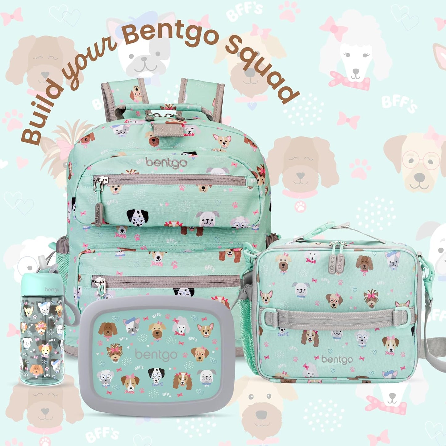 Bentgo Kids Lunch Bag - Durable, Double-Insulated Lunch Bag for Kids 3+; Holds Lunch Box, Water Bottle, & Snacks; Easy-Clean Water-Resistant Fabric & Multiple Zippered Pockets (Mermaid)