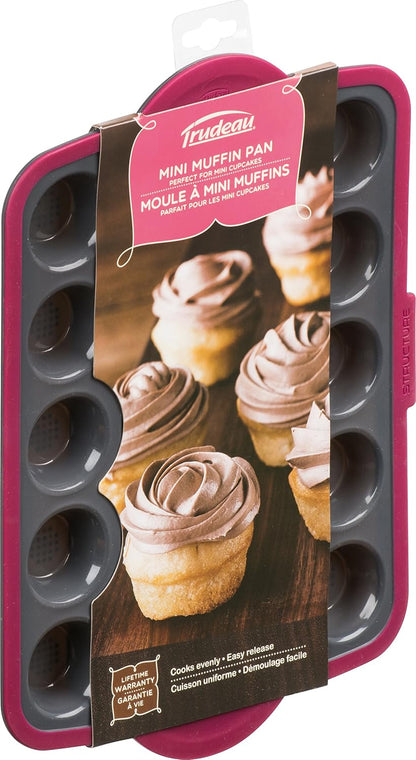 Trudeau Silicone Muffin Pan, 12 Cavities, Fuchsia (Model: 05115197KR)