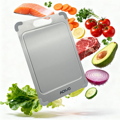 Adivo 100% Pure Double-Sided Titanium Cutting Board for Kitchen, (15.3x11) Large