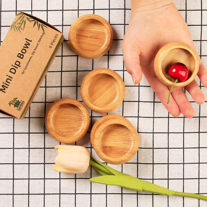 Dipping Bowls Set, Small Bamboo Pinch Bowls for Soy Sauce/Condiment/Snacks, Mini Serving Bowls for Charcuterie Board for BBQ/Entertaining, 1.4 oz Bamboo Wooden Ramekins