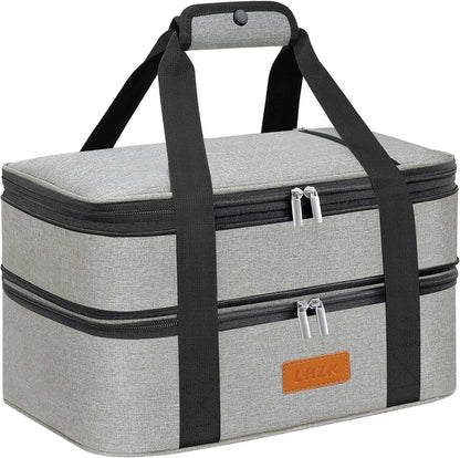 LHZK Insulated Casserole Carriers for Hot or Cold Food, Lasagna Holder Tote for Potluck Parties, Beach, Picnic, Travel, Fits 11x15 or 9x13 Dish (Black)