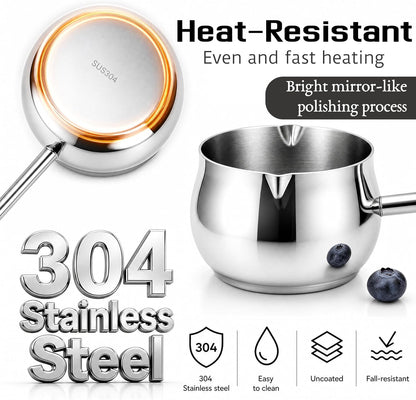 SOUJOY 2Pcs Stainless Steel Oil Ladle with Dual Pour Spout, 9oz Sauce Scoop