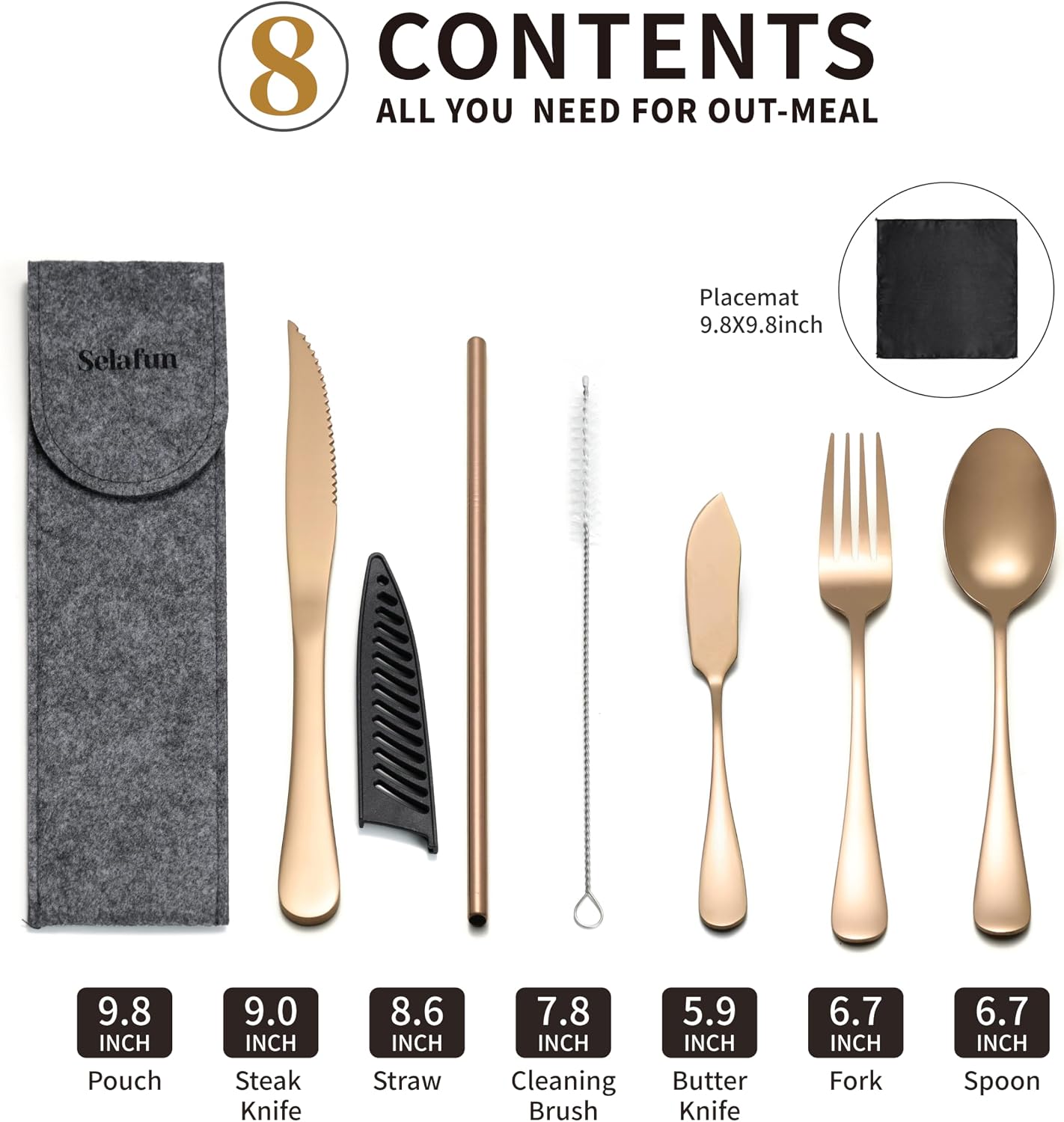 Camping Cutlery Set: Premium Portable Silverware Set with Case for Lunch Box, Travel, and Work Durable, Eco-Friendly, and Compact Utensils Including Fork, Spoon, and Knife for Adults on the Go