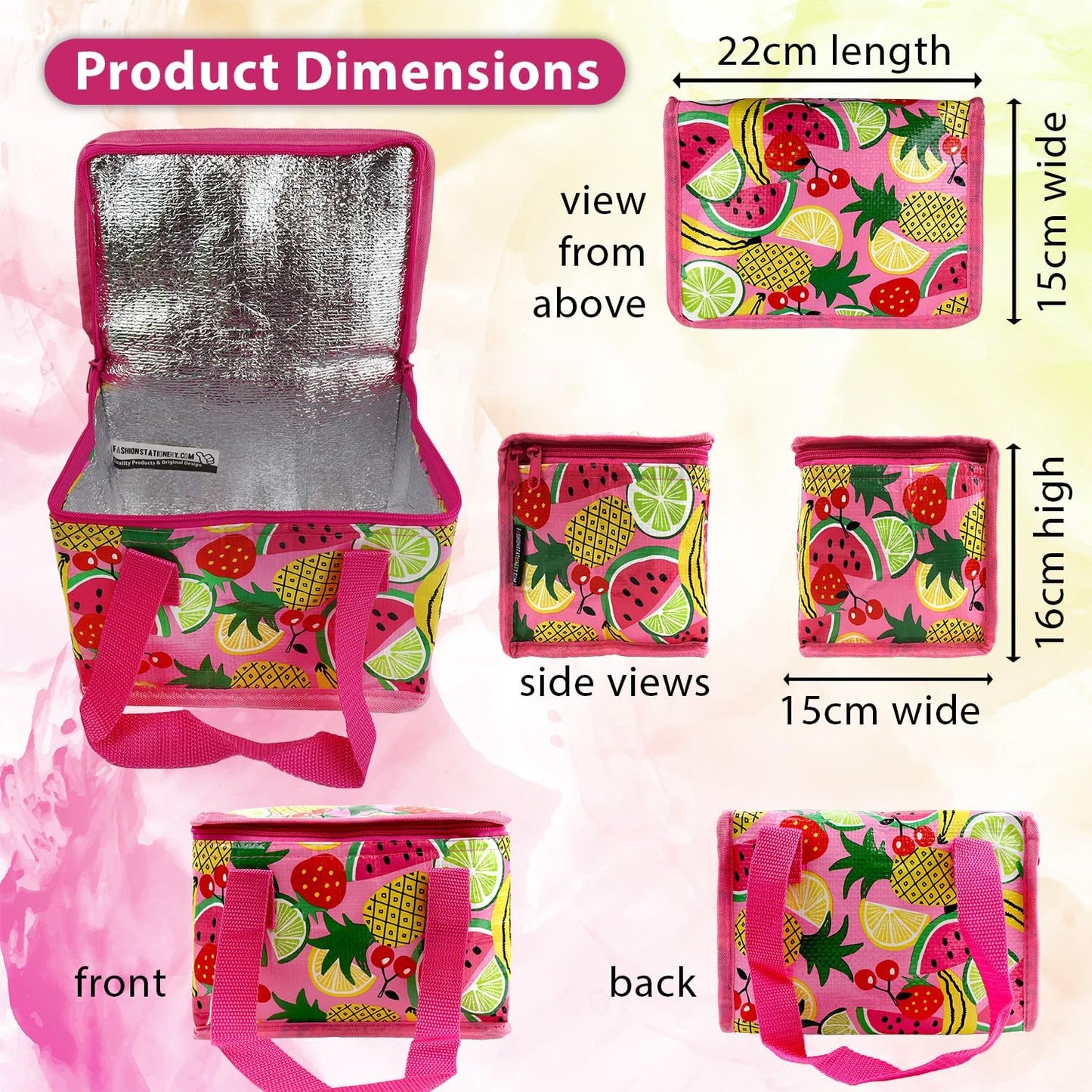 Fashion Stationery Insulated Lunch Bag Kids Lunch Box Folding Reusable Lunchbags for Girls or Boys Lunch Box for School, Beach or Travel Small Cooler or Picnic Coolers