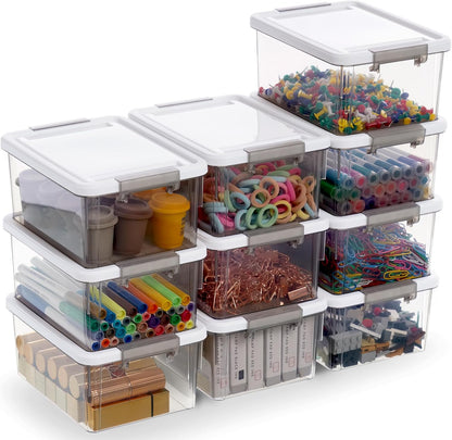Citylife 6Packs 7.8Qt Plastic Storage Bins with Lids, Clear Organizer | Stackable totes Containers for Craft Supplies, Documents,Garage,Toys,Office and Classroom
