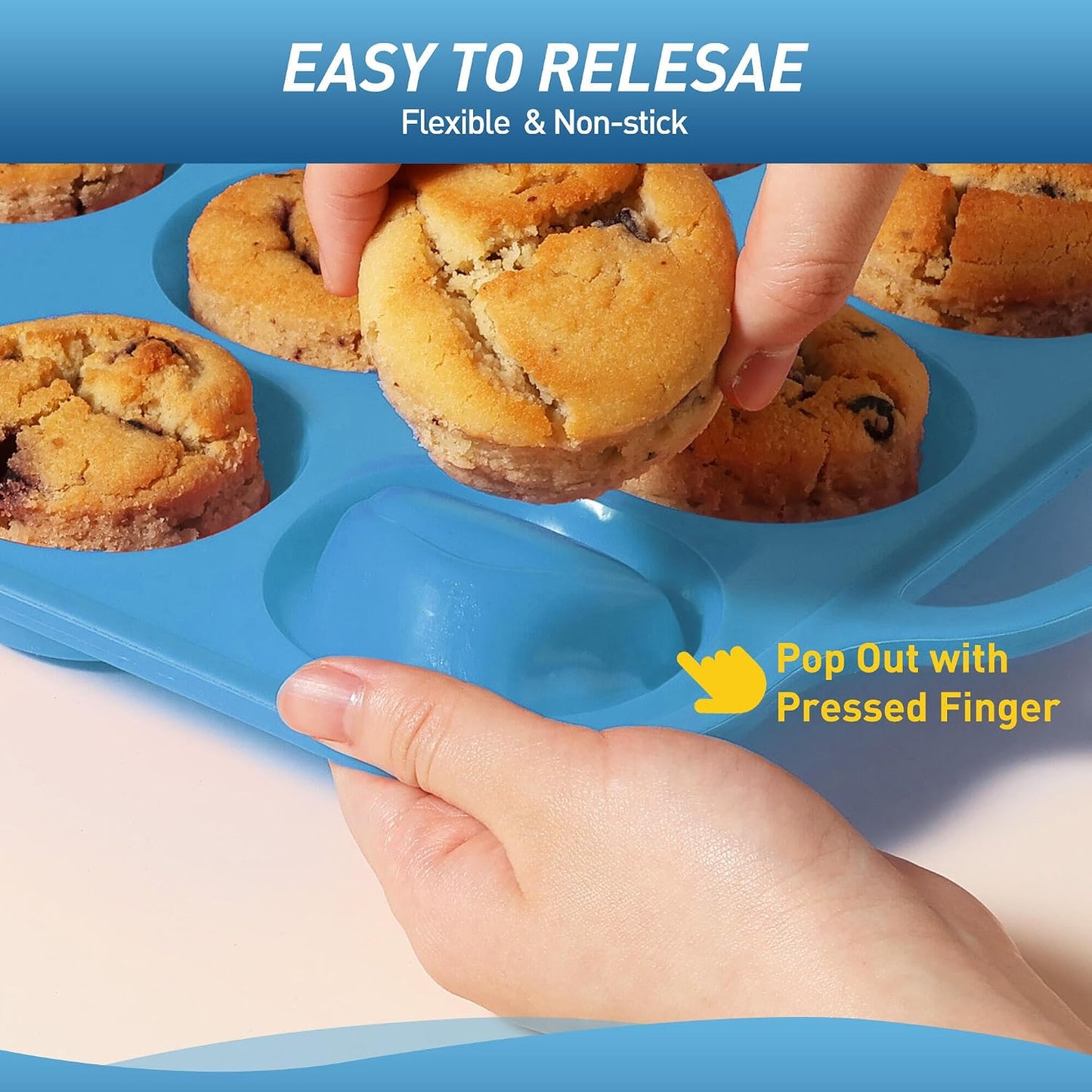 2 Packs 12 Cups Silicone Muffin Pan for Baking with Metal Reinforced Frame Regular Size Cupcake Pan Tray Egg Bites Silicone Cookie Molds Muffin Tin Tart Pans Sheet Set for Oven Dishwasher Safe