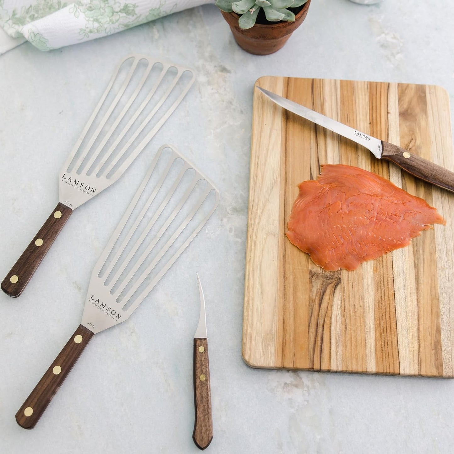 Lamson Fish Spatula, Slotted Metal Turner, 3 x 6 In, Right Hand | Ultra Durable composite handle, dishwasher safe; flexible stainless blade; a dedicated left-handed model is available