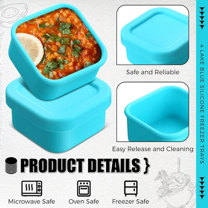 Nuogo 4 Pcs 6 Cup Silicone Freezer Trays with Lid Soup Containers Reusable Freezer Silicone Molds Rectangle Containers Ice Trays for Soups Sauces Stews Curries, Yellow