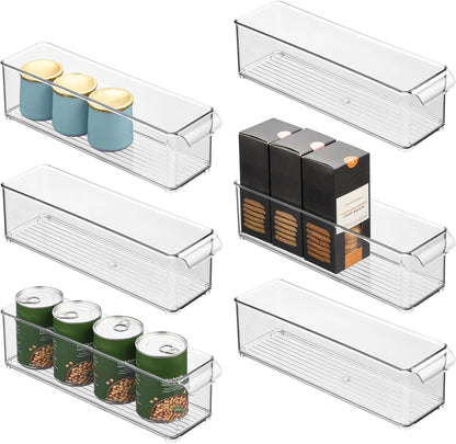 iDesign Stackable Fridge or Freezer Storage Bin with Front Handle, Set of 6, Clear, Made in the USA