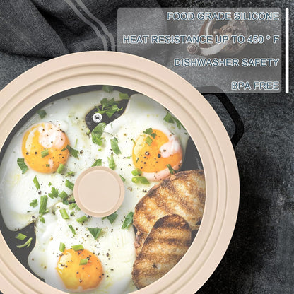Universal Lid for Pots Pans and Skillets,Replacement Pan Lid with Tempered Glass and Heat-Resistant Silicone Edge,Durable Frying Pan Cover (7",8",9" & 10",11",12"-White)