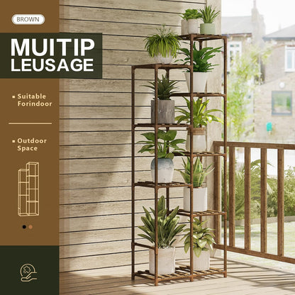 Bamworld Plant Stand Indoor Plant Shelf Outdoor Wood Plant Rack