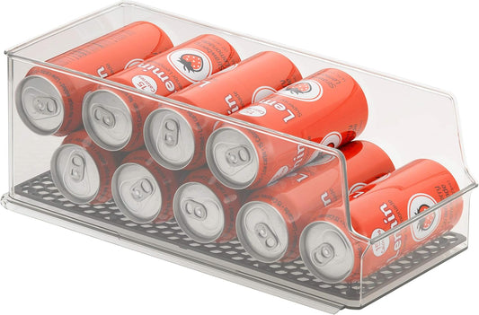 Spectrum Hexa in-Fridge Bin, Tall Holder Dispenser Rack for Storage and Organization, Holds Drink Cans, Meats, Produce, and More, Clear