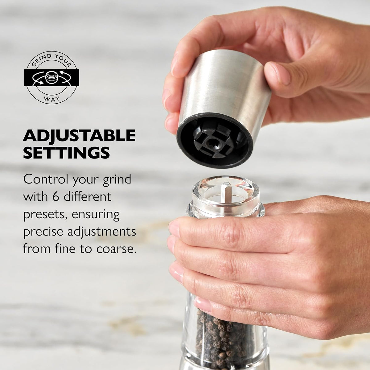 Cole & Mason Derwent Grinder, 7.5" Pepper Mill, Stainless Steel