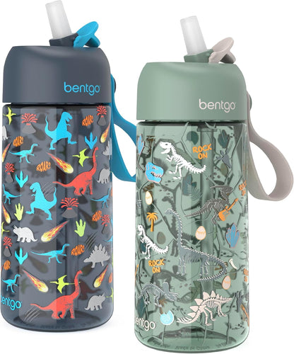 Bentgo Kids Water Bottle - Leak-Proof, Durable Tritan PFAS- & BPA-Free 15 fl oz, Kids/Toddlers Ages 3+ for School & Sports; Bite & Sip Spout, Carrying Handle, Dishwasher Safe (Unicorn)