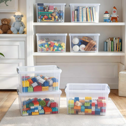 Citylife 6Packs 7.8Qt Plastic Storage Bins with Lids, Clear Organizer | Stackable totes Containers for Craft Supplies, Documents,Garage,Toys,Office and Classroom