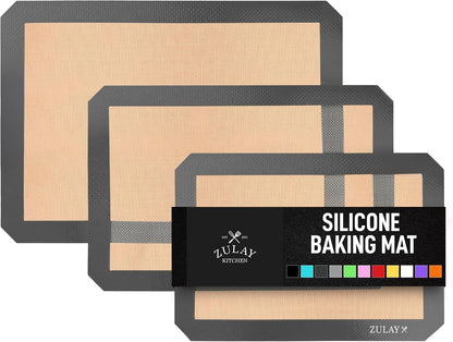 Zulay Kitchen Silicone Baking Mat – 16.5"×11.6" BPA-Free Reusable Baking Sheet, Heat Resistant 480°F – Non-Slip Border, Perfect for Cookies, Bread, Pastries & Oven Use - (Dark Gray)