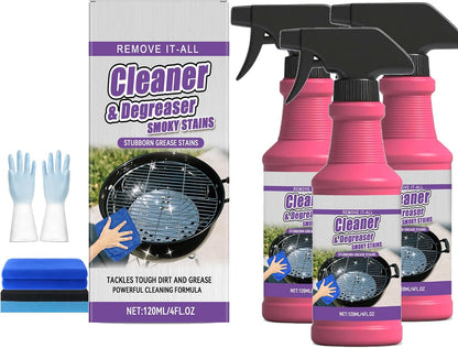 Fast-Acting Heavy-Duty Grill Degreaser Spray - Heavy Duty Barbecue Grill Cleaner for Grates, Oven Racks, Roasting Pans (3Pcs)