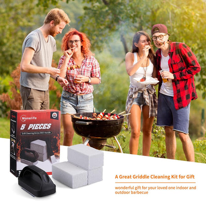 12 PCS Griddle Cleaning Kit for Blackstone, Heavy Duty Flat Top Grill Brush Set with Scraper & Stone – Complete BBQ Accessories for Outdoor Camping