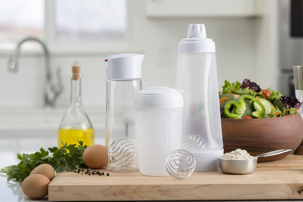 Whiskware Pancake Batter Mixer Plastic, Mixes 4 Cups of Batter, White