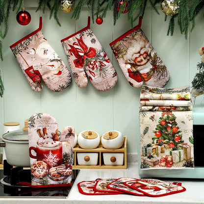 SiliFine 12 Pcs Fall Pumpkin Kitchen Towels Oven Mitts Pot Holders Set