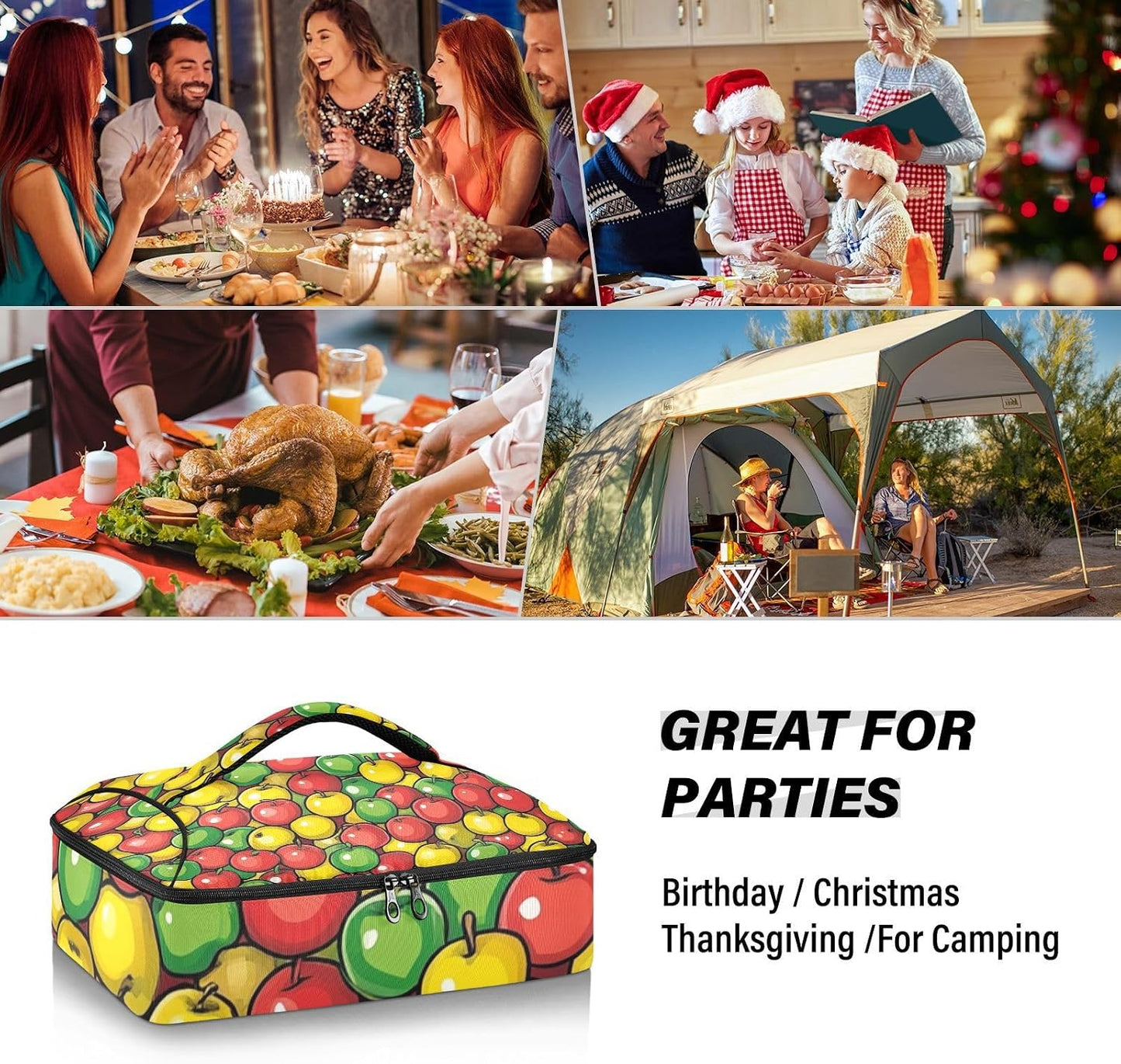Casserole Carriers for Hot or Cold Food Reusable Casserole Dish Carrier Insulated Thermal Large Capacity Durable Perfect for Party Camping Family Gatherings Yellow Fish - Colors A