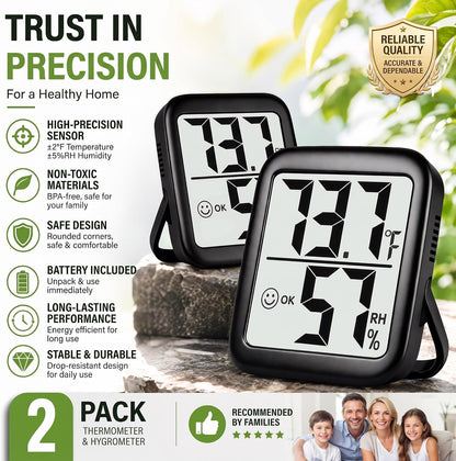 Antonki 2 Pack Room Thermometer Indoor Hygrometer