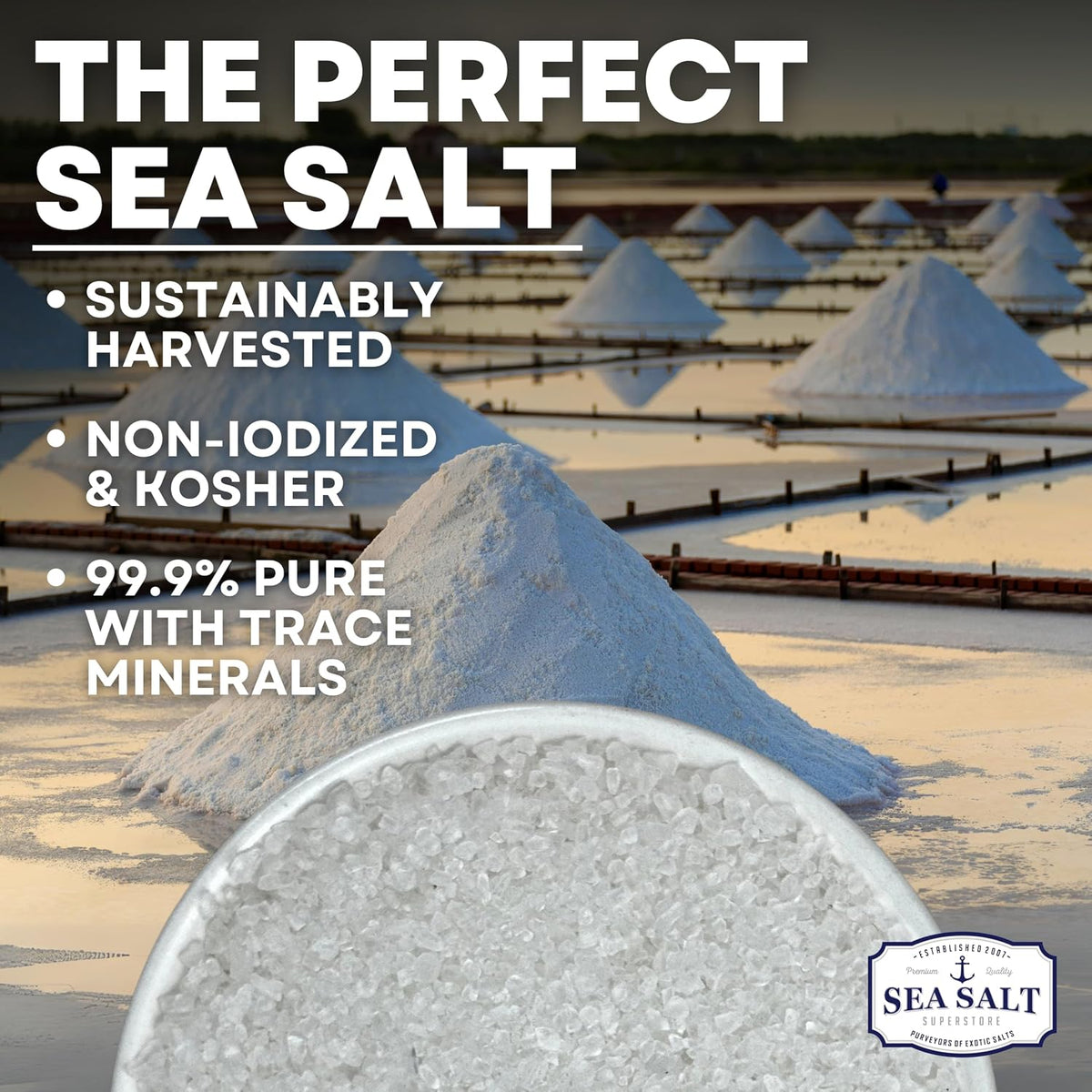 Sea Salt Superstore Coarse Sea Salt for Grinder Refill, Non-Iodized, 14 oz