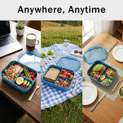 MISS BIG® Bento Box,Bento Box Adult,Lunch Box,Leak Proof Lunch Containers,No BPAs and No Chemical Dyes Bento Lunch Box,Dishwasher and Microwave Safe Lunch Containers for Adults(1900ml Gray)