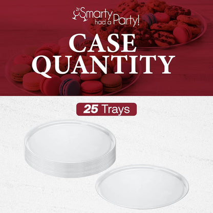 Smarty Had A Party 12 Inch Black Round Plastic Serving Tray – Heavy-Duty Party Platters & Catering Trays, Reusable or Disposable Plastic Trays for Serving Food, Elegant Party Tray Set of 25
