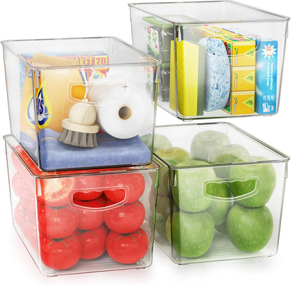 theaoo Clear Storage Bins with Lids Stackable - Large Plastic Containers for Pantry Organization and Storage - Perfect for kitchen,Fridge,Laundry Room,Bathroom,Garage,Closet,Cabinet Organizer - 8 Pack
