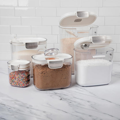 ProKeeper+ Airtight Food Storage Container Set – Clear Plastic Flour and Sugar Canister Set with Magnetic Accessories for Kitchen Organization (Grey, 9-Piece)