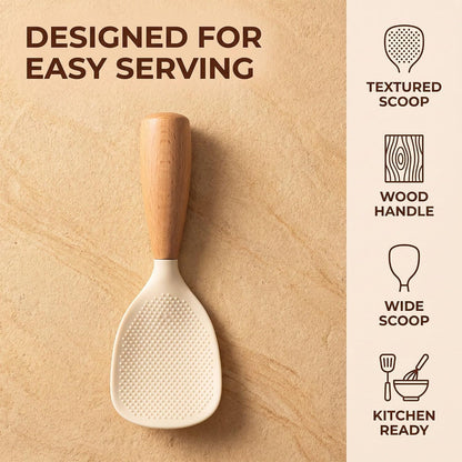 White Standing Silicone Rice Spoon Paddle, Household Rice Shovel Heat Resistant Anti-scalding Rice Scooper, Rice and Potato Servers, Rice Spoon