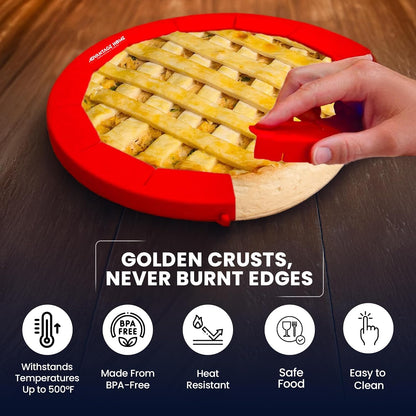 Set of 2 Silicone Pie Crust Shield for Baking, Crust Reusable Protector, Adjustable Silicone Protector