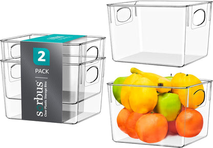 Sorbus Large Clear Plastic Storage Bins for Shelves, Clothes, with Handle - Clear Storage Bins, Drawer, Shelf, Closet, Pantry, Fridge, Freezer Organizer Bins, Closet Organizers and Storage (4 pack)