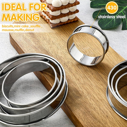 Boao 16 Pcs Cookie Rings for Baking English Muffin Ring Egg Mold, 3 Inch