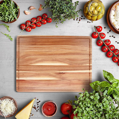 GlowSol Extra Large Acacia Wood Cutting Boards for Kitchen, 24 x 18 Inch