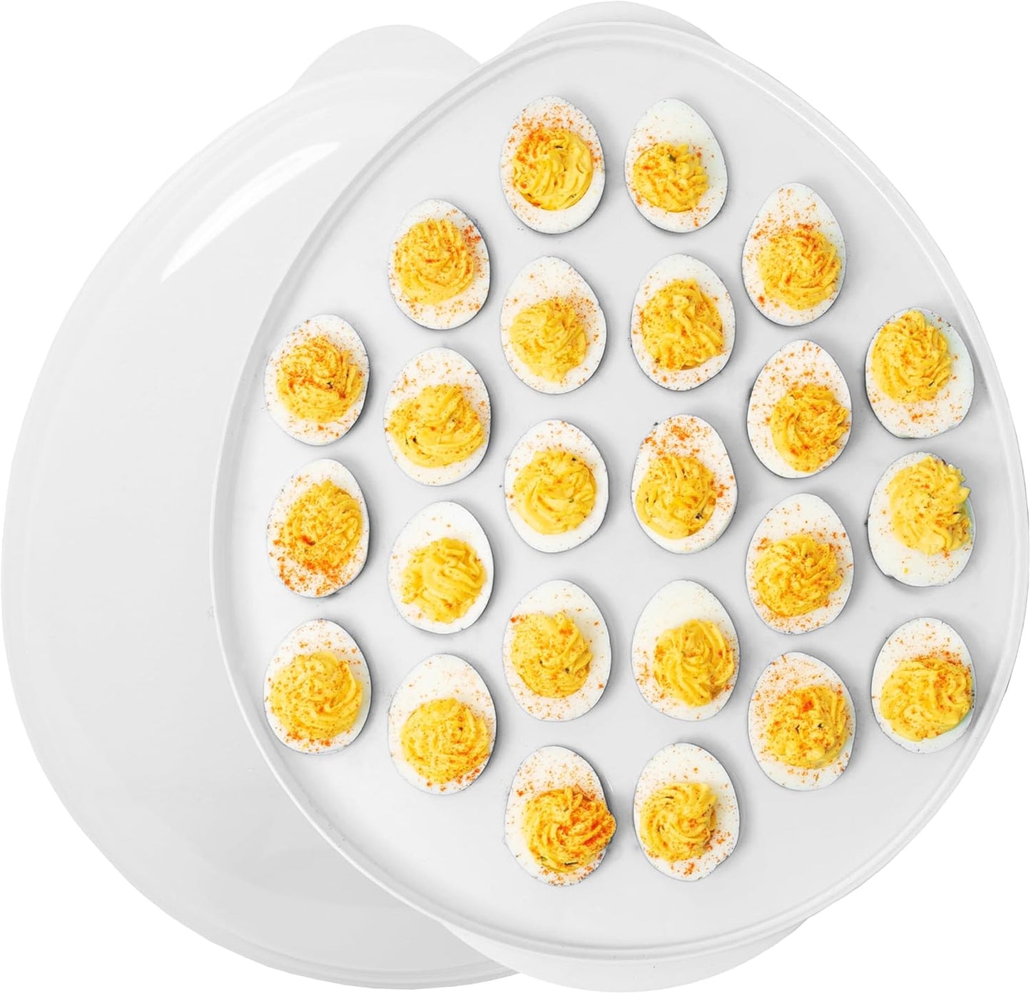 KOLORAE Reusable Deviled Egg Tray Carrier Serving Platter with Lid, Holds 2 Dozen Eggs, Great for Parties, Celebration Entertaining, Easter