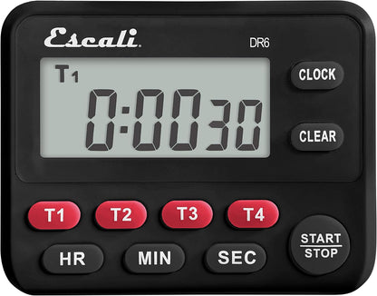 Escali Extra Loud Display Digital Kitchen Timer with Clock Mode, Recall Timer Magnetic Back