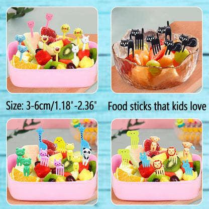 UOUYOO 36 Pcs Animal Food Picks, Cute Cartoon Animal Fruit Food Toothpicks,Reusable Lunch Picks Bento, Lunch Bento Box Picks