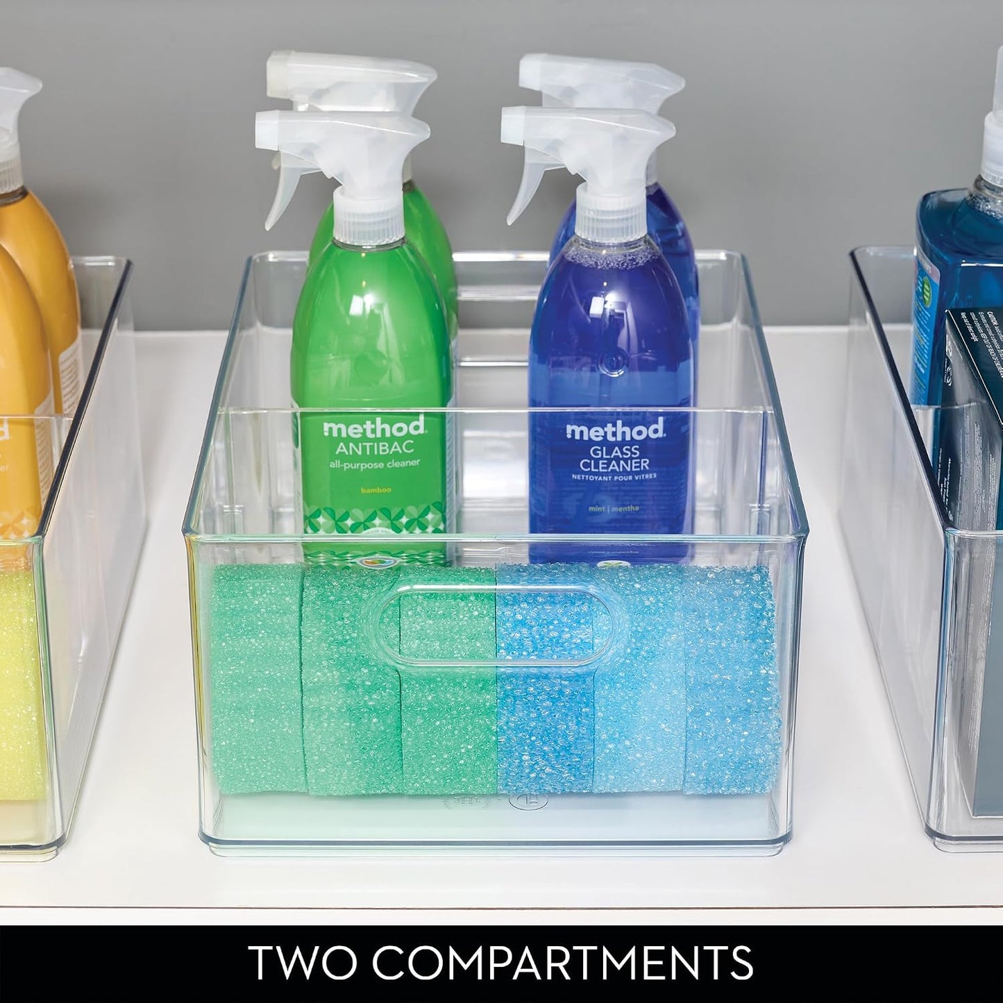 iDesign Divided All-Purpose Bin for Kitchen and Pantry Storage - Set of 2 - Clear - Made in USA