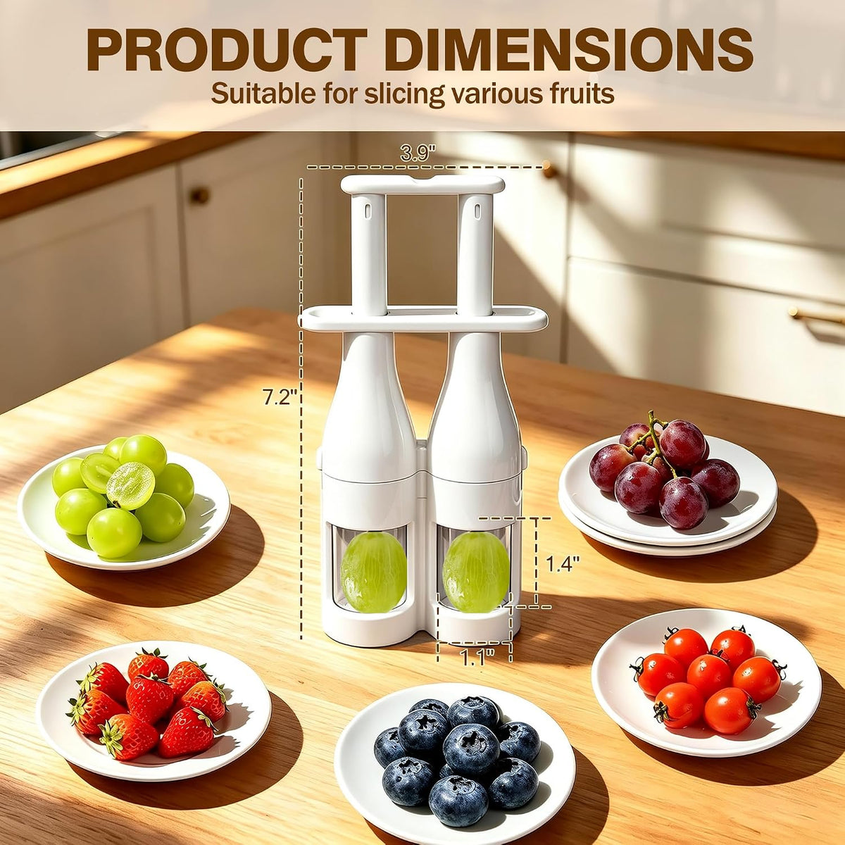 Double Barrel Grape Cutter for Toddlers, Slicer Tool for Fruits & Veggies