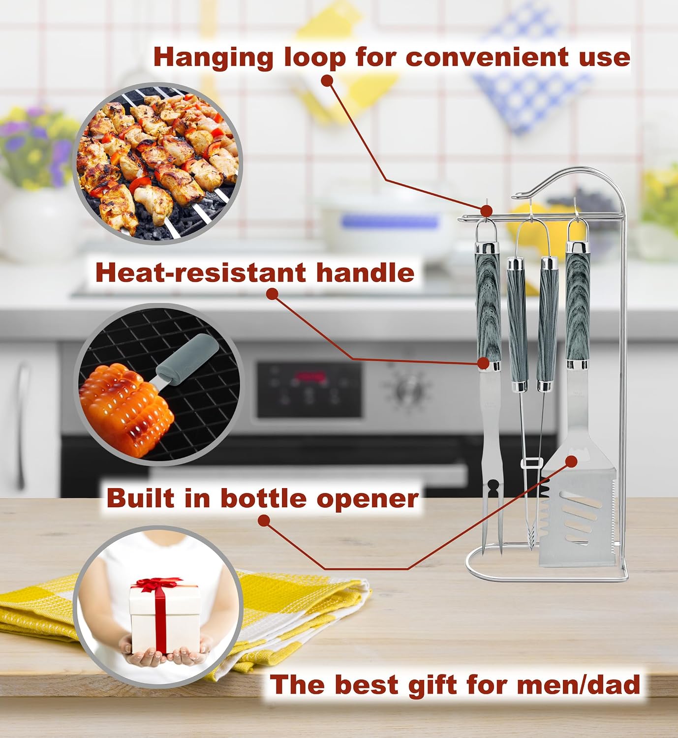 ROMANTICIST 20pcs Heavy Duty BBQ Grill Tool Set in Case - The Very Best Grill Gift for Father's Day and Christmas - Professional BBQ Accessories Set for Outdoor Cooking Camping Grilling Smoking