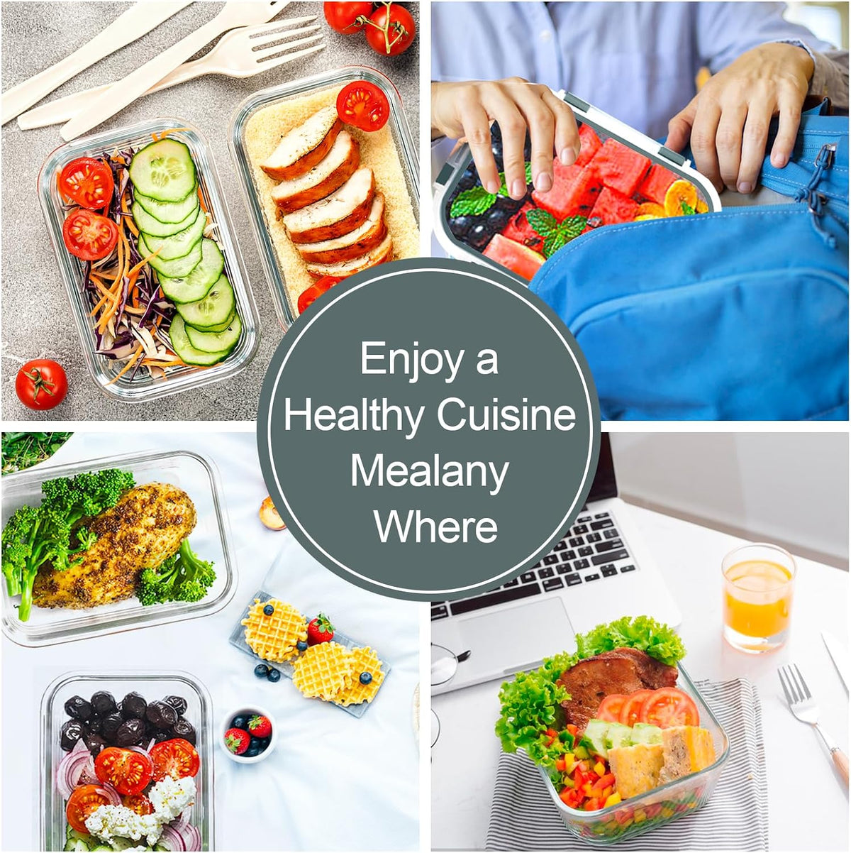 VERONES 10 Pack Glass Containers Set & 22OZ 10 Pack Glass Meal Prep Containers,Stackable Food Storage Containers Set with Lids,BPA-Free, for Microwave, Oven, Freezer & Dishwasher Friendly