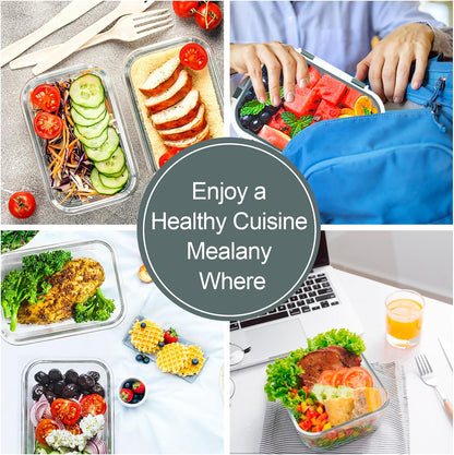 VERONES 10 Pack Glass Containers Set & 22OZ 10 Pack Glass Meal Prep Containers,Stackable Food Storage Containers Set with Lids,BPA-Free, for Microwave, Oven, Freezer & Dishwasher Friendly